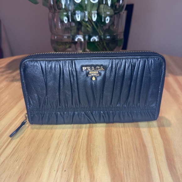 Prada Handbags - PRADA Nappa Gaufre Zip Around Wallet Nero Black Leather Authentic
